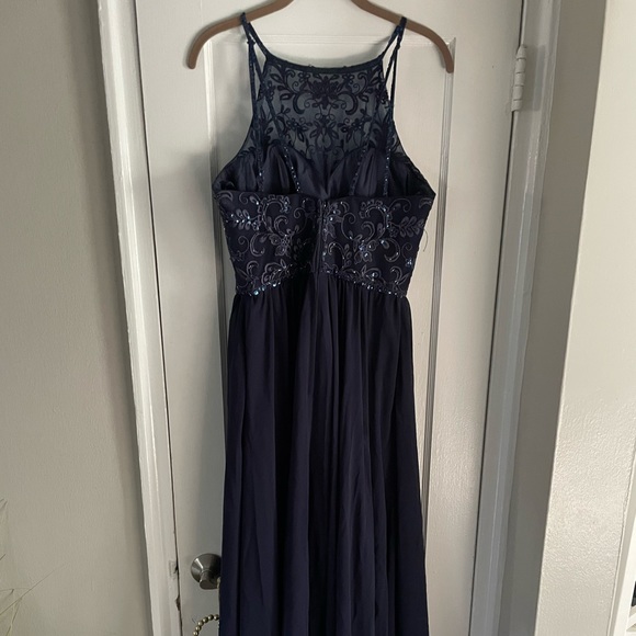 Mori Lee 21589 Navy floral embroidered Dress - Picture 6 of 6